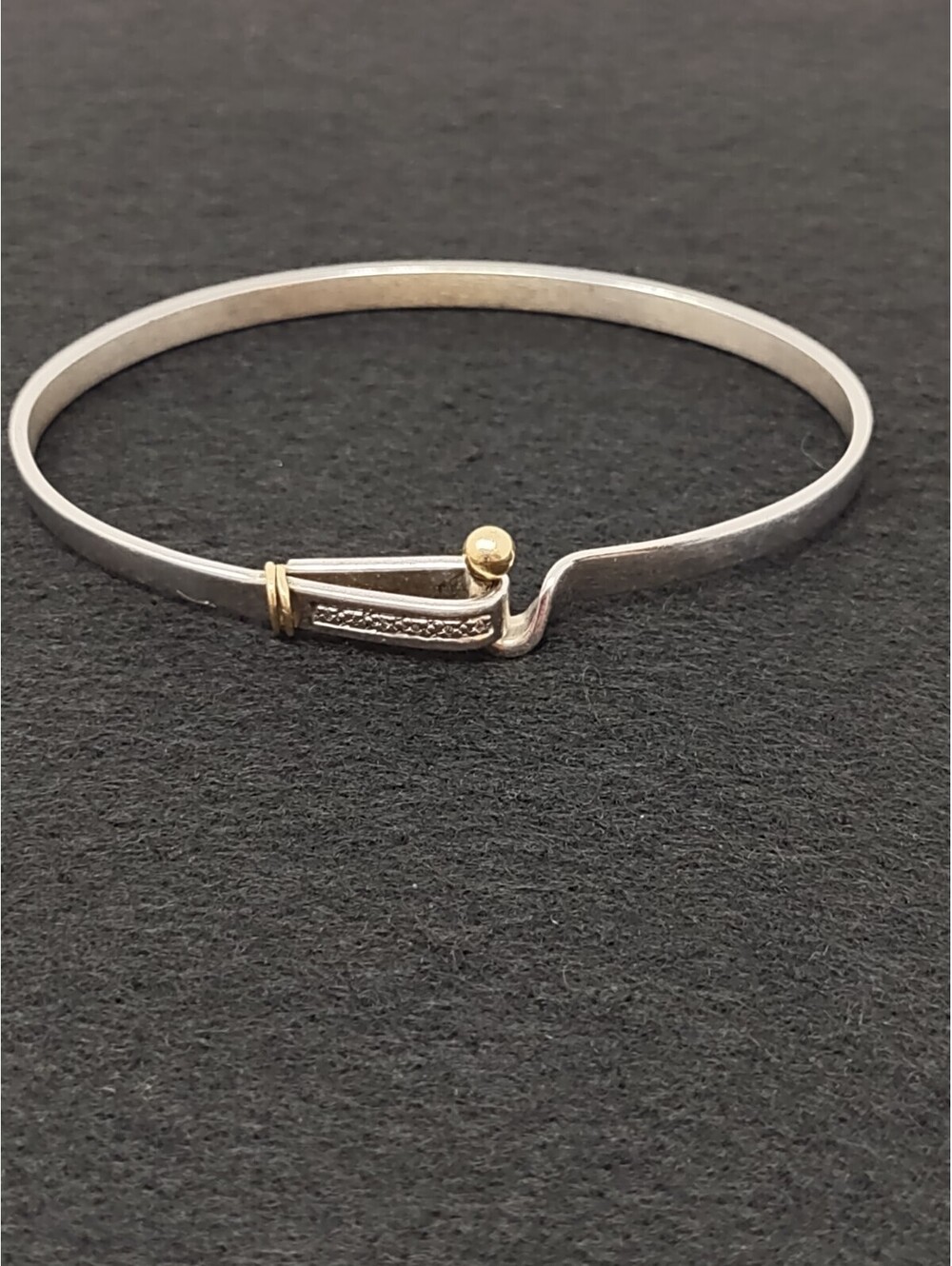 925 Sterling Silver 18K Gold Modern Bangle Bracelet Diamonds